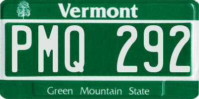 VT license plate PMQ292