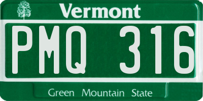 VT license plate PMQ316