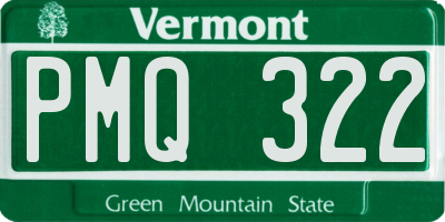 VT license plate PMQ322