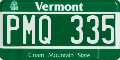 VT license plate PMQ335