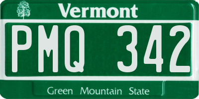 VT license plate PMQ342