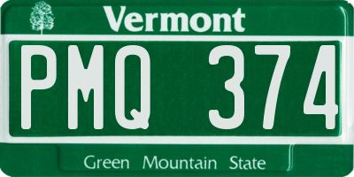VT license plate PMQ374