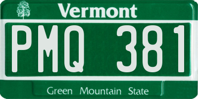 VT license plate PMQ381