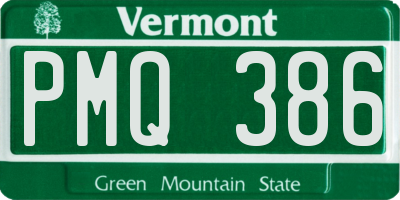 VT license plate PMQ386