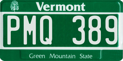 VT license plate PMQ389