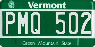 VT license plate PMQ502