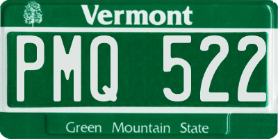 VT license plate PMQ522