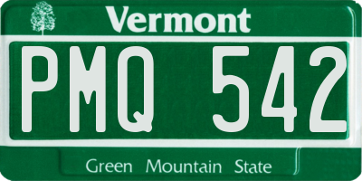 VT license plate PMQ542
