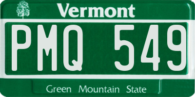 VT license plate PMQ549