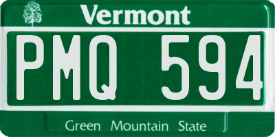 VT license plate PMQ594