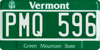 VT license plate PMQ596