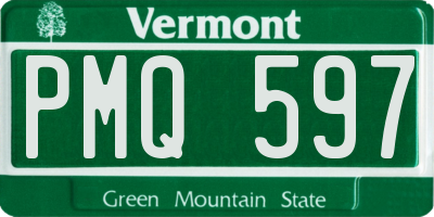 VT license plate PMQ597