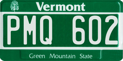 VT license plate PMQ602