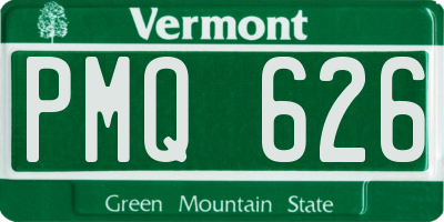 VT license plate PMQ626