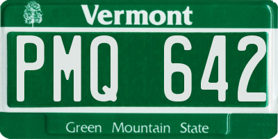VT license plate PMQ642