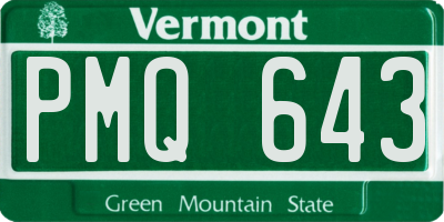 VT license plate PMQ643