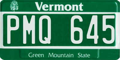 VT license plate PMQ645