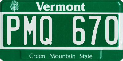 VT license plate PMQ670