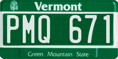 VT license plate PMQ671