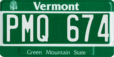 VT license plate PMQ674