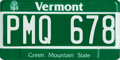 VT license plate PMQ678