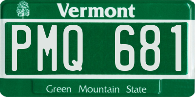 VT license plate PMQ681
