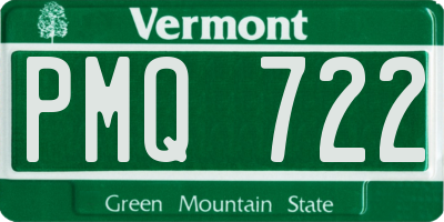 VT license plate PMQ722