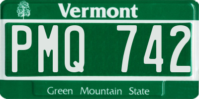VT license plate PMQ742