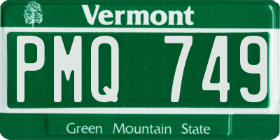 VT license plate PMQ749