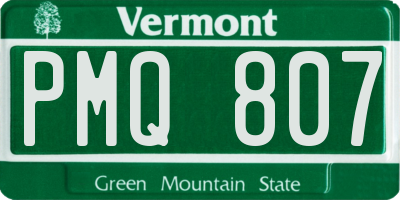 VT license plate PMQ807