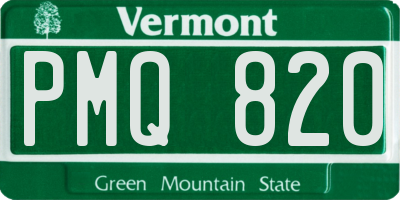 VT license plate PMQ820