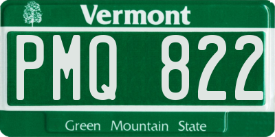 VT license plate PMQ822