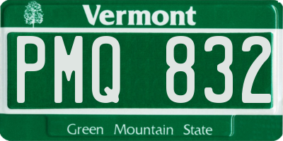 VT license plate PMQ832