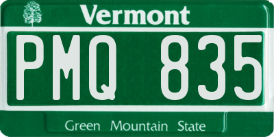 VT license plate PMQ835