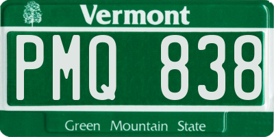 VT license plate PMQ838