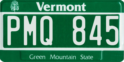 VT license plate PMQ845