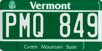 VT license plate PMQ849