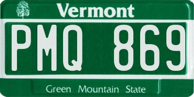 VT license plate PMQ869