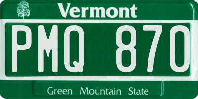 VT license plate PMQ870