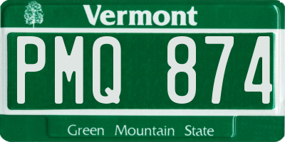 VT license plate PMQ874
