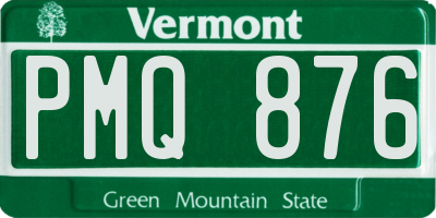VT license plate PMQ876