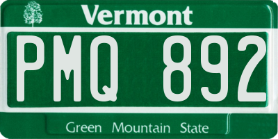 VT license plate PMQ892