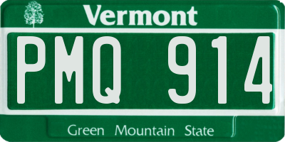 VT license plate PMQ914