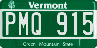 VT license plate PMQ915