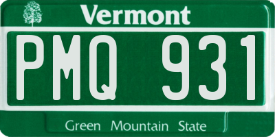 VT license plate PMQ931