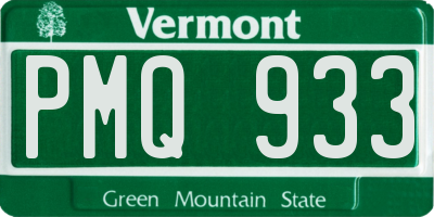 VT license plate PMQ933