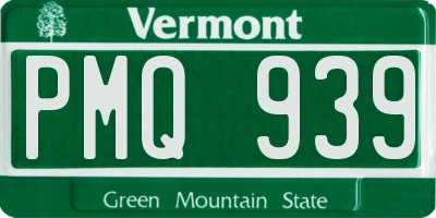 VT license plate PMQ939