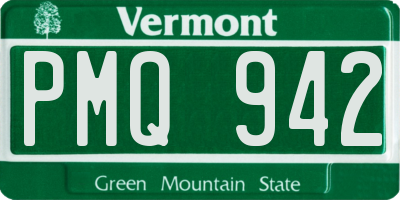 VT license plate PMQ942