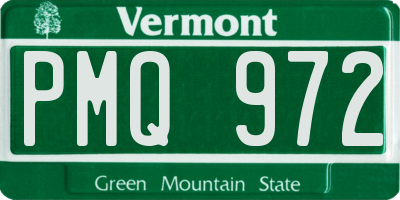 VT license plate PMQ972