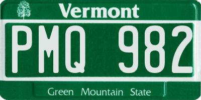 VT license plate PMQ982
